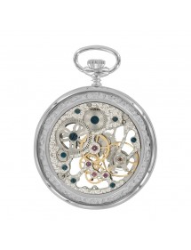 Laval 1878 mechanical clock and skeleton watch, silver
