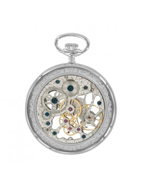 Laval 1878 mechanical clock and skeleton watch, silver