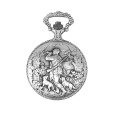 LAVAL pocket watch, palladium with hunting motif lid