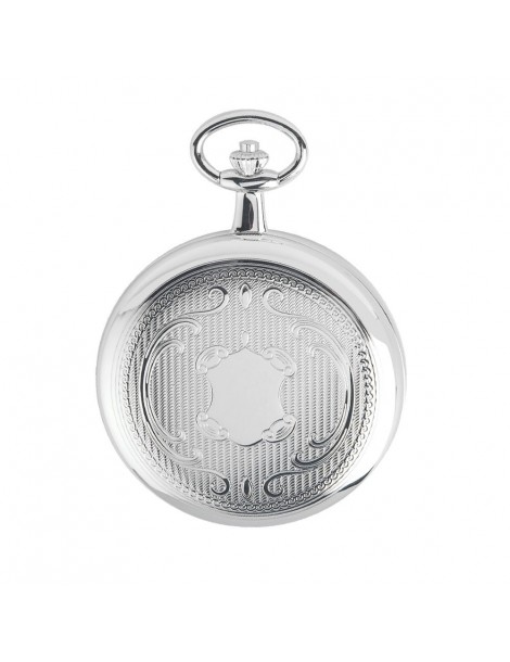 LAVAL pocket watch, silver-plated brass, double-sided motif with chain