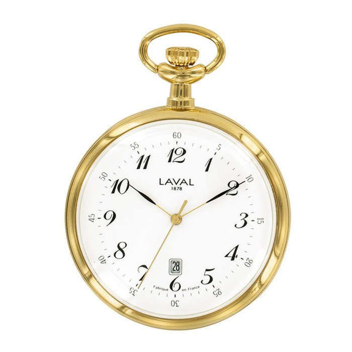 Reloj de bolsillo LAVAL, metal dorado con esfera 3 manecillas.