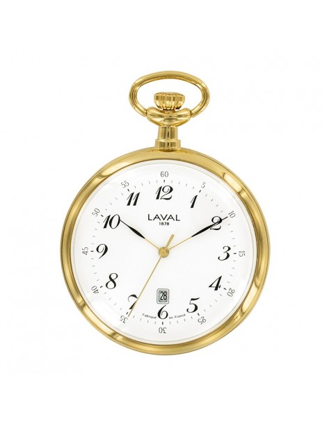 Reloj de bolsillo LAVAL, metal dorado con esfera 3 manecillas.