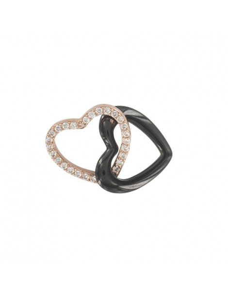 Intertwined hearts pendant in gilded silver and ceramic 31610122 Noir sur Blanc 49,90 €