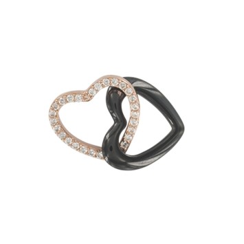 Intertwined hearts pendant in gilded silver and ceramic 31610122 Noir sur Blanc 49,90 €