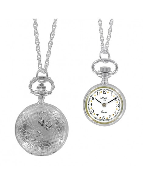 Two-needle pendant watch with flower pattern