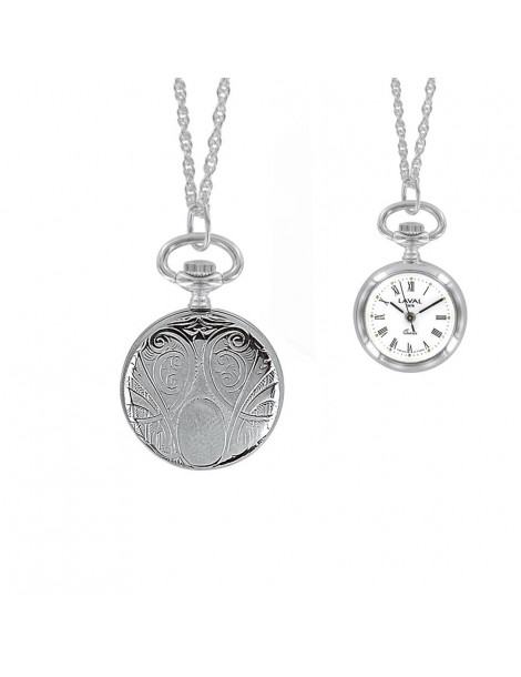 Damen Silber Medaillon Anhänger Uhr
