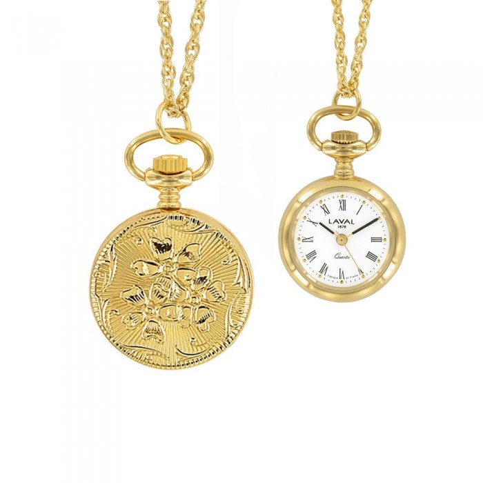 Pendant watch Roman numerals and yellow flowers pattern 2