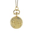 Montre pendentif doré à chiffres romains et motif 2 fleurs