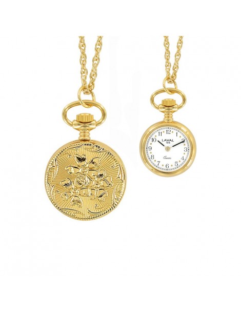 yellow pendant watch two needles and pattern 3 flowers 750332 Laval 1878 99,90 €