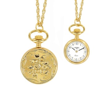 yellow pendant watch two needles and pattern 3 flowers 750332 Laval 1878 99,90 €