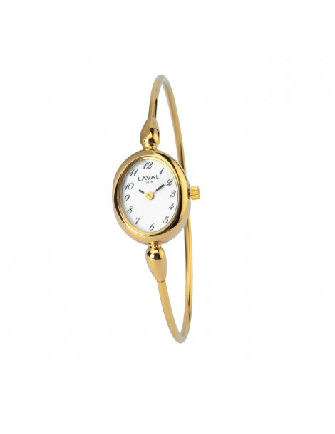 Reloj redondo dorado para mujer con esfera ovalada dorada