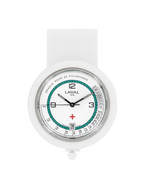 Reloj de enfermería con clip blanco y verde Laval 1878. 750349 Laval 1878 52,00 €