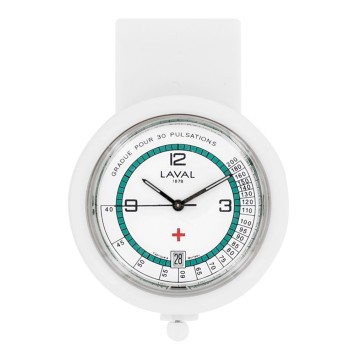 Reloj de enfermería con clip blanco y verde Laval 1878. 750349 Laval 1878 52,00 €