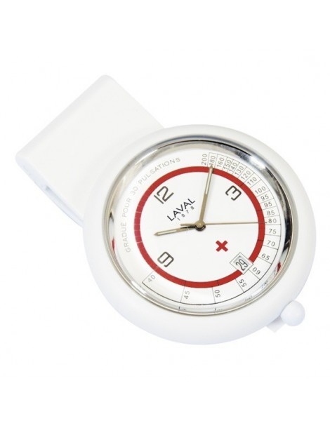 Reloj de enfermería con clip blanco y rojo Laval 1878. 750355 Laval 1878 52,00 €