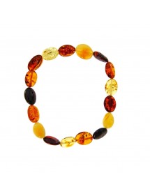 Bracelet élastique en ambre ovale multicolore 3180543 Nature d'Ambre 29,90 €