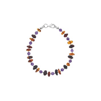 Small cognac, cherry and amethyst amber stone bracelet 31812236 Nature d'Ambre 39,90 €