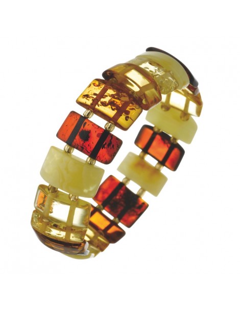 Bracciale elastico con pietre d'ambra tagliate a forma rettangolare 3180542 Nature d'Ambre 62,00 €