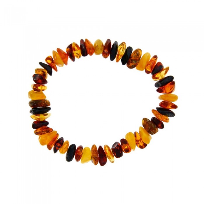 Elastic bracelet with flat amber stones