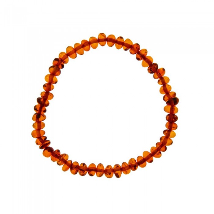 Elastic bracelet in small cognac amber stones
