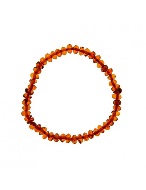 Elastic bracelet in small cognac amber stones