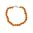 Round amber beads bracelet with silver clasp