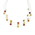 Amber round stone necklace on 3 rows of nylon thread