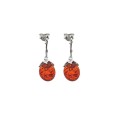 Round earrings in Amber and flower frame in rhodium silver