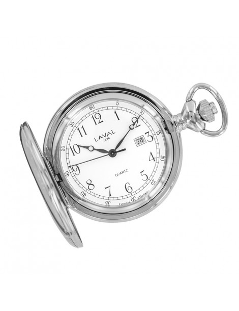 Reloj de bolsillo LAVAL en cromo, números arábigos con tapa.