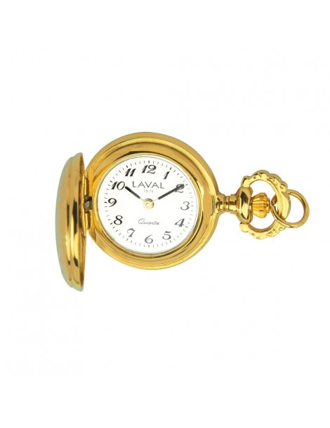 Reloj colgante para mujer con estampado de medallón amarillo.