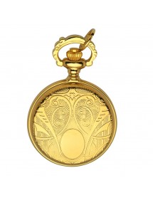 Reloj colgante para mujer con estampado de medallón amarillo.