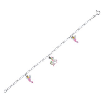 Bracelet with a unicorn and two small fairies in rhodium silver 31812435 Suzette et Benjamin 39,90 €
