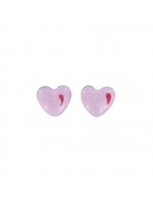 Boucles d'oreilles puces argent rhodié en forme de cœur rose 313288 Suzette et Benjamin 24,00 €