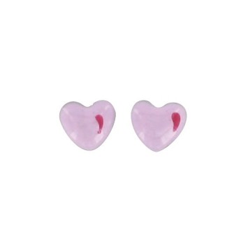 Boucles d'oreilles puces argent rhodié en forme de cœur rose 313288 Suzette et Benjamin 24,00 €