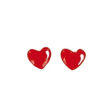 Boucles d'oreilles puces avec cœur rouge en argent rhodié 313289 Suzette et Benjamin 24,00 €