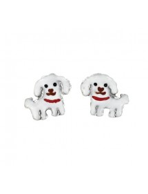 Boucles d'oreilles chien blanc en argent rhodié 313299 Suzette et Benjamin 24,00 €