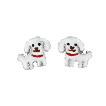 Earrings white dog rhodium silver 313299 Suzette et Benjamin 24,00 €