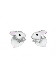 Earrings white rabbit shaped earrings rhodium silver 313295 Suzette et Benjamin 29,90 €