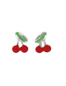 Earrings red cherry chip form rhodium silver 313286 Suzette et Benjamin 19,90 €