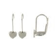 Earrings heart shaped for girl in rhodium silver