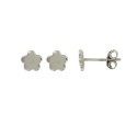 Earrings chips with flower in rhodium silver