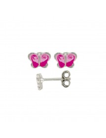 Earrings with pink butterfly in rhodium silver and enamel 3131331 Suzette et Benjamin 29,90 €