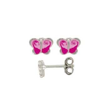 Ohrringe mit rosa Schmetterling in Rhodium Silber und Emaille 3131331 Suzette et Benjamin 29,90 €