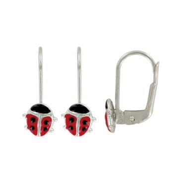 Earrings shaped ladybug rhodium silver and enamel 3131324 Suzette et Benjamin 39,90 €