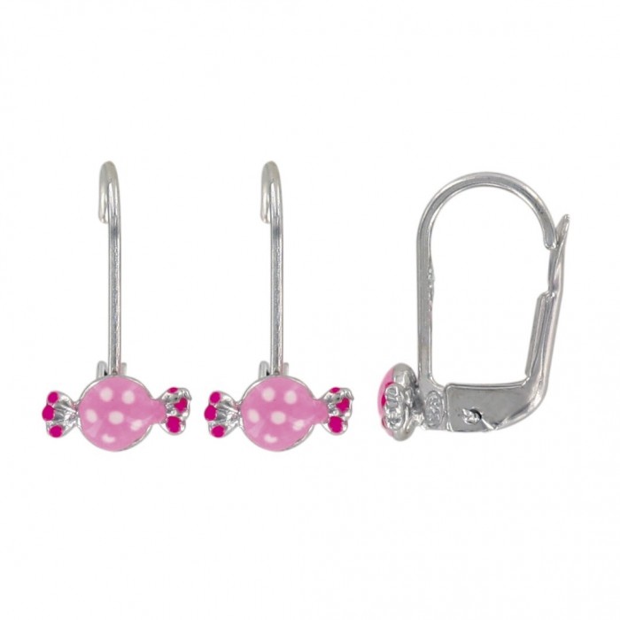 Earrings pink candy in rhodium silver