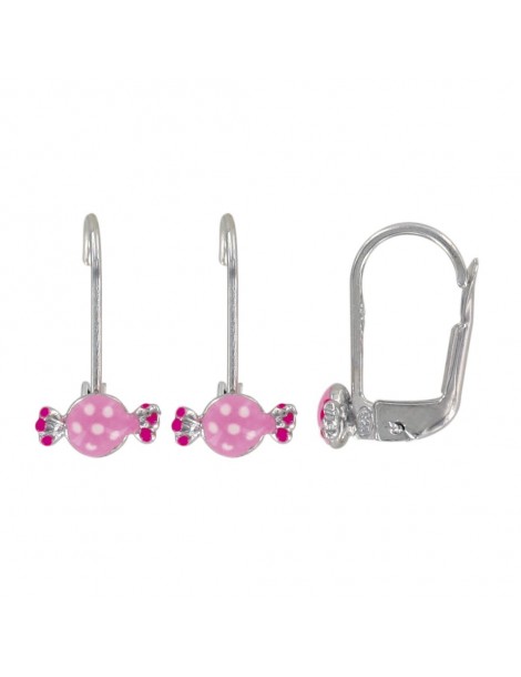 Earrings pink candy in rhodium silver