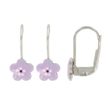 Ohrringe rosa Blütenform für Mädchen in Rhodium Silber 3131316 Suzette et Benjamin 39,00 €