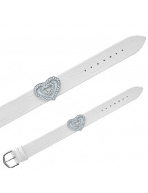 Croco imitation Laval bracelet, 2 hearts in synthetic stones - White 473140 Laval 1878 8,90 €
