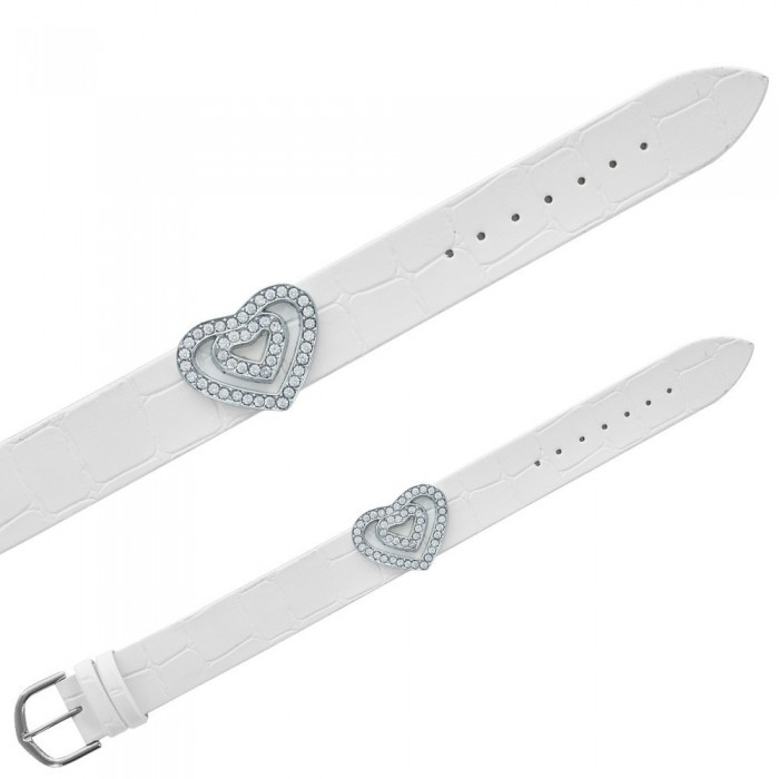 Croco imitation Laval bracelet, 2 hearts in synthetic stones - White 473140 Laval 1878 16,00 €