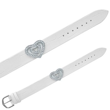 Croco imitation Laval bracelet, 2 hearts in synthetic stones - White 473140 Laval 1878 6,90 €