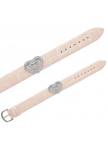 Croco imitation Laval bracelet, 2 hearts in synthetic stones - Salmon 473141 Laval 1878 16,00 €